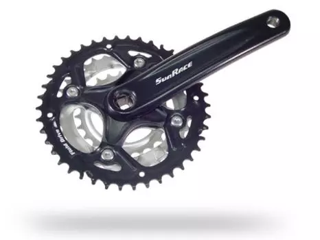 Система шатунов велосипедная SUNRACE FCM52 под квадрат, 24/34/42Тх170мм, алюминий, 8 скоростей, FCM52 170мм