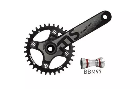 Система шатунов велосипедная SUNRACE FCMS04.L0DE.0S0.BX MS04, 34T, Narrow-Wide, 175мм, с кареткой BBM97 06-201212