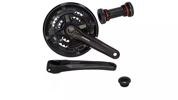 Система Shimano Acera, FC-MT210, 44/32/22T, 3x9 скоростей, 170мм, BSA, черная, с защитой, без упаковки, AFCMT2103CB422CL