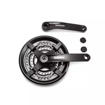 Система шатунов велосипедная Shimano TY301, 150мм, под квадрат, 42/34/24, с защитой, без упаковки, AFCTY301K244CL
