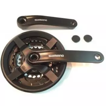 Система шатунов велосипедная SHIMANO TY301, 170мм, под квадрат, 48/38/28, с защитой, черный, без упаковки, AFCTY301C888C