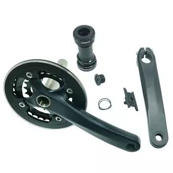 Система велосипедная HDL WHEEL шатуны алюминиевые 170 мм, под шлицы, 22/32Т, BCD 64/104мм, черный, HDL-LZDH201