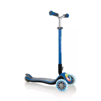 Самокат Globber ELITE PRIME, детский, трехколесный, складной, светящиеся колеса, синий, 444-800