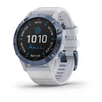 Смарт-часы Garmin Fenix 6 Pro Solar, Mineral Blue with Whitestone Band, 010-02410-19