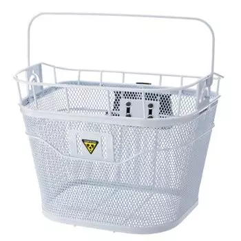 Велокорзина TOPEAK Front Basket, W/Basket Adapter and Fixer 3 W, на руль, с кронштейном, белая, TB2001-W
