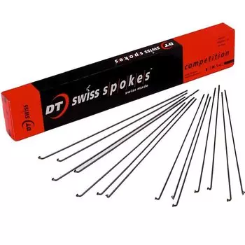 Спица велосипедная DT Swiss Competition, тянутая, 2,0/1,8мм, черный, DT COMP bk.2,0\1,8x250 (Размер: 253 мм)