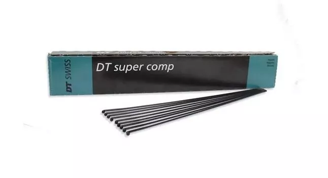 Спица велосипедная DT Swiss SuperComp, тянутые, 2/1.7/1.8 мм, черные, DT_SCOMP_2/1.7/1.8x256 (Размер: 266 мм)