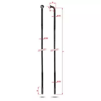 Спица велосипедная Rodi Double Butted Oxidised, 2,0x1,8x2,0, без ниппеля, черный, 7RC1920257 (Длина: 272)