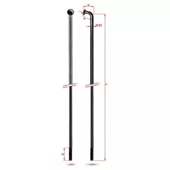 Спица велосипедная Rodi Round Galvanized 2.0, без ниппеля, черный, 7RC0C20258 (Длина: 262)