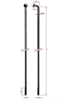 Спица велосипедная Rodi Round Oxidised, черная, без ниппеля, 2,0 мм, 7RC0020277 (Размер: 270 мм)