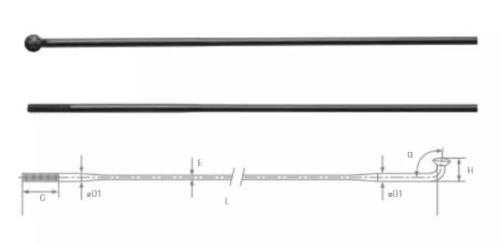 Спицы велосипедные HT, Sandvik, Double Butted, без ниппелей, 268мм, 2,0/1,6/2,0, Black, HDB415