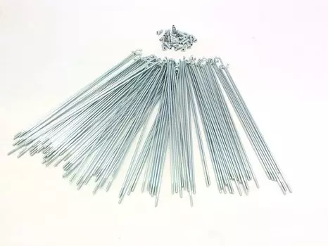 Спицы велосипедные TBS, оцинкованные, комплект, 2.0мм, с ниппелями 1/2", 144 штук, C/14G (Размер: 192 мм)