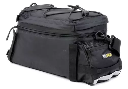 Сумка на велобагажник AUTHOR A-N472 X7 на 9-14 литров, 34x14x17 см, с ремнем для плеча, черная