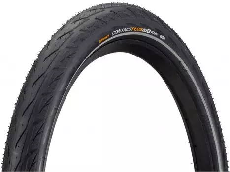 Велопокрышка Continental CONTACT Plus City, 26 x 1.75 (47-559), Reflex, 3/180TPI, SafetyPlusBreaker, E50, черный, 101666