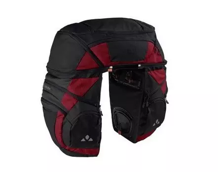 Сумка велосипедная VAUDE Karakorum Pro, большая, на багажник, black/carmine, 15331