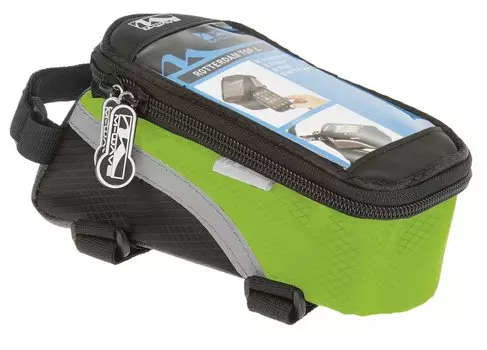 Сумочка-чехол-бокс велосипедная M-WAVE, для смартфона, 170х80х80 мм, с влагозащитой, черно-зеленая, 5-122555