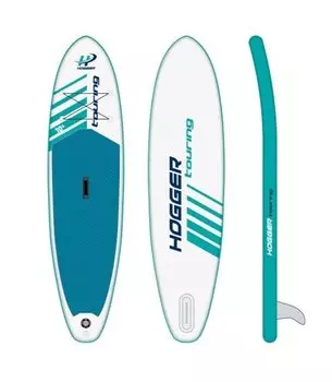 SUP доска HOGGER Touring 10.4", надувная, прогулочная, drop-stich двухслойная технология, бирюзовый/белый, blue
