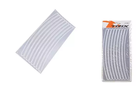 Светоотражающие наклейки TRIX, на обод, серебристые, JY-1301 silver