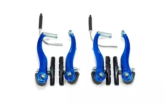 Тормоз TRIX, алюминий, передний+задний, 110мм, колодки 70мм, анодированный синий, SF-BR08 BLUE