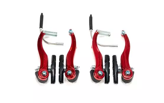 Тормоза TRIX, комплект, алюминий, передний+задний, 110мм, колодки 70мм, анодированный красный, SF-BR08 RED