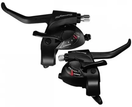 Тормозная ручка/шифтер Shimano Tourney TX800, комплект, 3x8 скорости, трос+оплетка, черный, ESTTX80