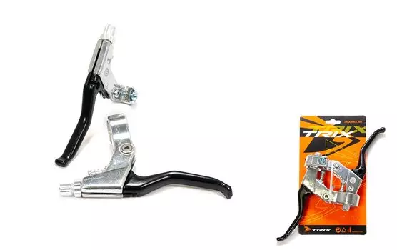 Тормозные ручки TRIX, под "два пальца", алюминий, для рулей 22,2мм, серебристые/черные, SF-BL08