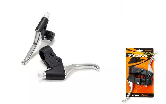 Тормозные ручки TRIX, под "три-четыре пальца", алюминий/пластик, для рулей 22,2мм, черные/серебристые, SF-BL05