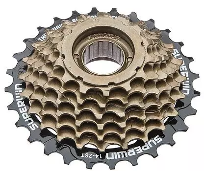 Трещотка велосипедная SUPERWIN KFW-774, 7 скоростей, 14-28Т, сталь, чёрно-коричневый, 520092