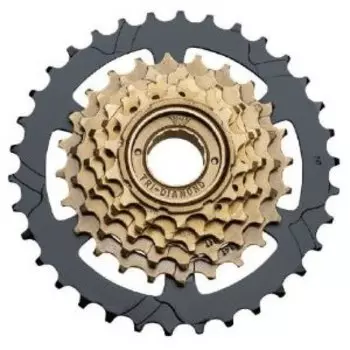 Трещотка велосипедная Tri-DIAMOND, индексная, 6 скоростей, 14-34Т (Mega-Range), коричневый/черный, FW 6SI-MG