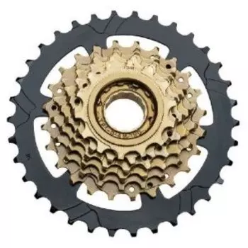 Трещотка велосипедная Tri-DIAMOND, индексная, 7 скоростей, 14-34Т (Mega-Range), коричневый/черный, FW 7SI-MG