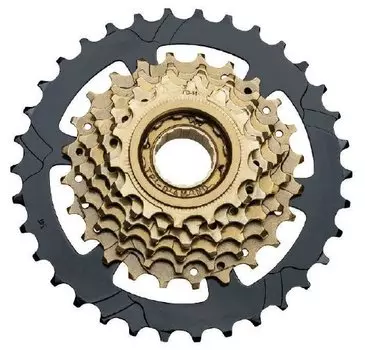 Трещотка велосипедная Tri-DIAMOND, индексная, 7 скоростей, 14-34Т (Mega-Range), коричневый/черный, FW 7SI-MG