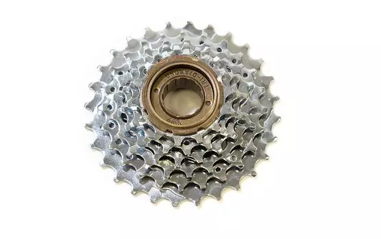 Трещотка велосипедная TRIX, 6 скоростей, зубья 14-28T, сталь, хромированная, FW-TX-206-6-SL