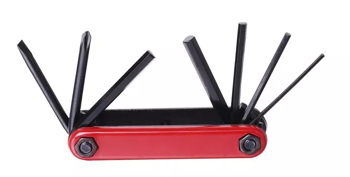 Универсальный велонабор KENLI, 7 функций: шестигранники 2/3/4/5/6мм, отвёртки +/-, KL-9804