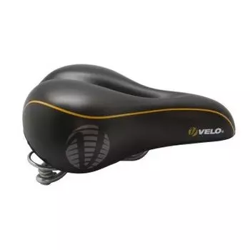 Седло велосипедное VELO, комфорт, 252х210мм, вакуумное, 760г, амортизатор пружины, чёрное, VL-6115