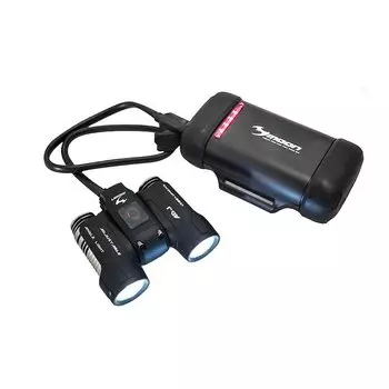 Велофара Moon ADJ-850, передняя, 850 люмен, 2 диода, 7 режимов, внешняя батарея, чёрный, WP_ADJ-850_W