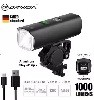 Велофонарь на руль Briviga, LW-F1000