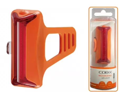 Велофонарь задний GUEE COB-X, аккумулятор 3.7V/260mAh, USB, 1 LED, 25 lm, блистер, оранжевый/красный, GU-CBA3-FA1-OG