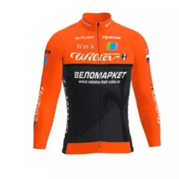 Велофутболка Biemme, Team Velomarket, длинный рукав, оранжевый, 2022, AB14B0192M