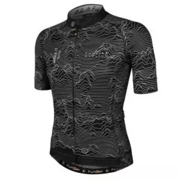 Велофутболка FUNKIER ROSSINI J-2106 Black Men Pro Short Sleeve Jersey, черная рисунок "горы", 12-841