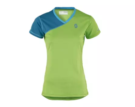 Велофутболка женская Scott Trail MTN V-Neck seaport blue/kiwi green, 241824-5081