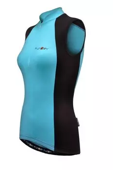Велофутболка женская WJ-393 Lt.Blue без рукавов черно-голубая L FunkierBike 12-386