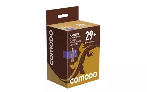 Велокамера COMODO, PLUS SIZE 29(+)x 2.50/3.00 (64/76 - 622), FV 48мм бутиловая, TBCM29250FV48BT