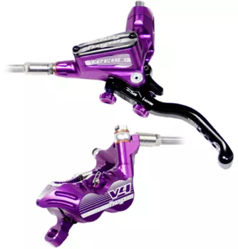 Велотормоз Tech 3 V4 Rear - No Rotor - Purple - BRAIDED -R/H (комплект)(T3V4PUBRR)