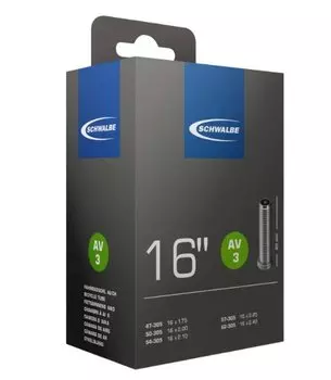 Велокамера Schwalbe AV3 ETRTO 16-1.75/2.4, 47/62-305, 115 грамм, автониппель 40 мм, 10409310