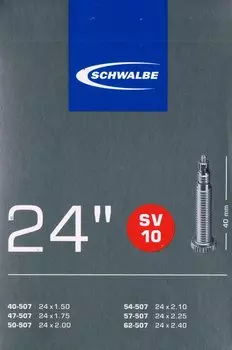 Велокамера Schwalbe SV10, 24"х1.50-2.50, Presta 40mm, 10421313