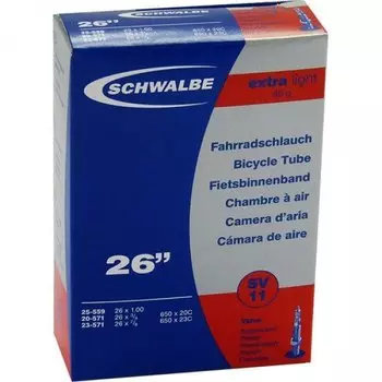 Велокамера Schwalbe SV11, 26"x3/4-1.00, 20/25-559/571, Presta 40mm, Extra Light, 10422313