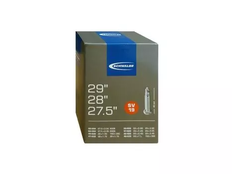Велокамера Schwalbe SV19 под покрышку 27.5/28/29"-1.50-2.40 40/62-622, 220 гр, велониппель 40мм, 10430343