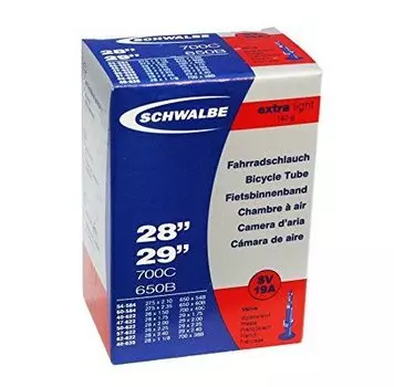 Велокамера Schwalbe SV19A, 27.5"/28"(700С, 650В)/29"х1.5-2.4, 40/62-584/635, Presta 40mm, Extra Light, 10430943