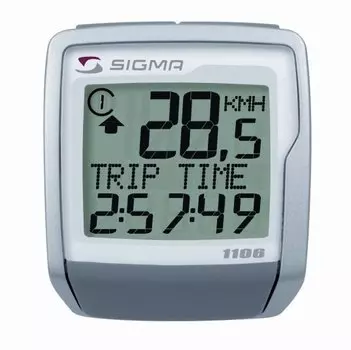 Велокомьютер SIGMA BC 1106 wireless, 7функций, проводной, серый, BC1106