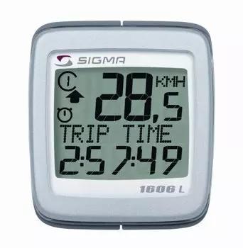 Велокомьютер SIGMA BC 1606 L, беспроводной, серый, 06160